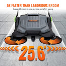 SucceBuy Walk-behind Hand Push Floor Sweeper 25.6" Sweeping Width Floor Sweeper 5-Gal Waste Container Angle & Height Adjustable