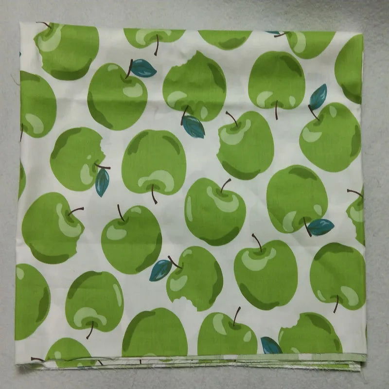 Graceful Pink Green Stripe Fruit  Series Apple Banana Printed Cotton Fabric 50x160cm For DIY Sewing Bedding Quilting Cloth Decor