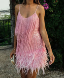 2024 Sommer Pink Partykleid Abend Luxus Damen Kleidung Quaste Fransen Sexy Bodycon Kleid Club Outfits Vestidos