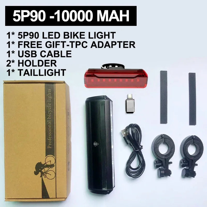 Fivemi Bicycle Light Front 10000mAh Bike Light Power Bank Flashlight USB Charging MTB Road Cycling Lamp Accessories Taillight