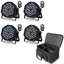 Datewink 4PCS 36LEDs Flat Par Lights With Bag RGB-Bühnenbeleuchtungseffekt DMX512 für DJ, Disco, Hochzeit, Party, Nachtclub, Weihnachten
