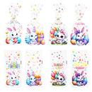 50/100pcs Easter Gift Bags Easter Candy Cookie Bags Rabbit Eggs Dessert Gift Packaging Pouches 2025 Happy Easter Party Supplies