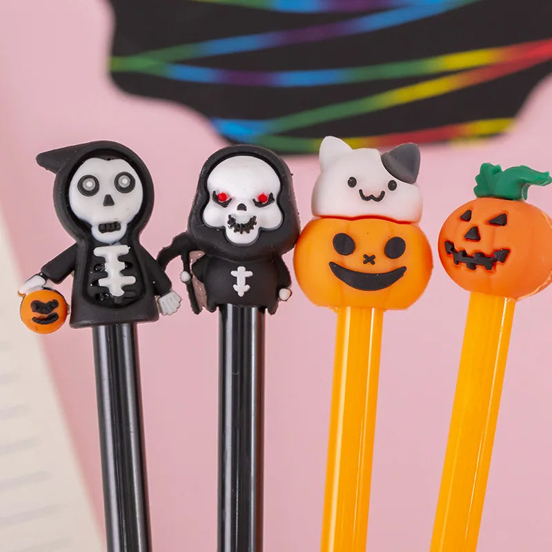 6 Pieces Stationery Cute Cartoon Halloween Pumpkin Cushaw Gel Pen Creative