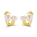 Korea Elegant Cute Pearl Stud Earrings for Women Classic Small Zircon Huggie Pearl Stud Earring Wedding Kpop Jewlery