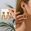 Modische hohle Ohrhänger aus Metall mit Kristall in geometrischem Design für Damen – Trend 2022, Boho-Luxus-Design, Pendientes, Vintage-Partyschmuck