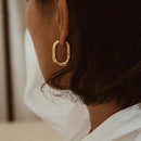 Fashion Gold Color Geometric U-Shape Hoop Earrings for Women Men Punk Hip-Hop Metal Round Circle Earrings Party Jewelry 2023