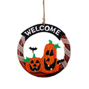 Halloween-Anhänger, gruselige Deko für drinnen und draußen, Halloween-Partydeko aus Holz, Kürbis-Fledermaus-Hängeanhänger, Willkommensgruß