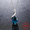 HOYON Reiner 925 Sterling Silber Schmuck Einzelner Anhänger für Halskette Collares Frauen Wassertropfen Blauer Edelstein Zirkon Bijoux Geschenke