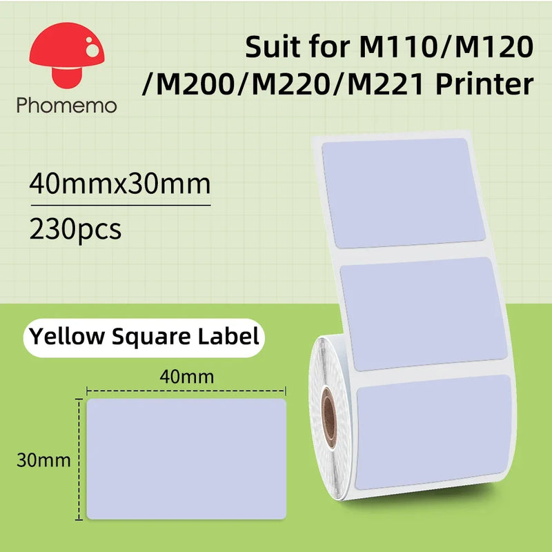 Phomemo Mini Printer Thermal White/Color/Round/Transparent Sticker Self Adhesive Waterproof Sticker For M110 M220 M221 M120 M200