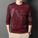 New Men's Casual Long Sleeved Round Neck Printed T-shirt Thin Summer Comfortable Fashion Casual New Arrivals Street Style Top