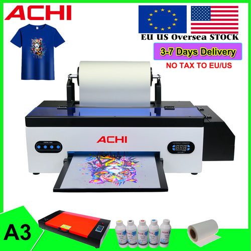ACHI A3 DTF-Drucker R1390 A3 T-Shirt-Drucker ROLL DTF-Transferfoliendrucker mit DTF-Ofen für Stoff-T-Shirts Kleidung EU LAGER