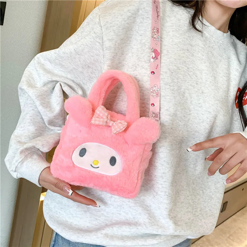 Plushies Sanrio Bag Plush Kuromi Backpack Cinnamoroll Tote Bag My Melody Handbag Storage Women Makeup Bag Messenger Gift Girl