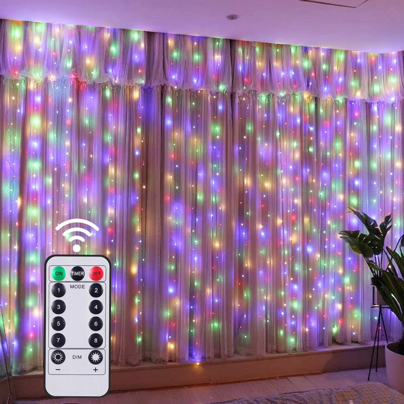 3M LED Curtain Lights with USB Remote Control Fairy Garland Lamp for Wedding Birthday New Year Party Decor Holiday Gift