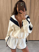 The Meridian Set | Cropped Zip Jacket and Wide Leg Trouser Set