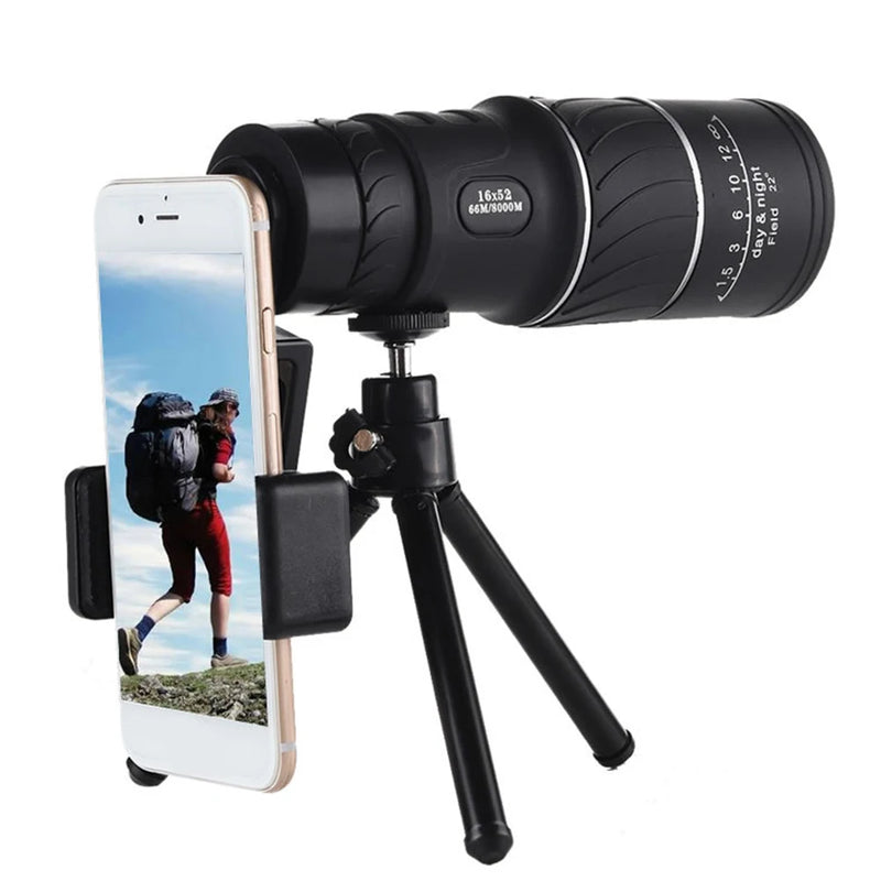 16X52 Monocular Telescope Optical Lens High Definition Handheld Telescope Dual Focus Zoom 16X for Outdoor Travel Camping Hunting