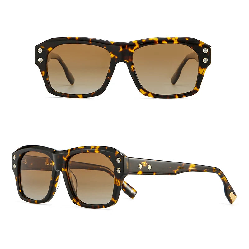 GCV Brand Acetate Square Rectangular Polarized Sunglasses Man Women Fashion Outdoors Eyewear Uv400 Quality Of Luxury Goods