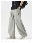 High Quality Summer Thin Men's Straight Tube Loose Ice Silk Wide Leg Casual Pants Breathable Jogging Fitness Baggy Casual Pants