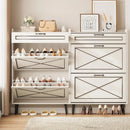 Vabches Shoe Cabinet with 2 Flip Drawers Freestanding Shoe Storage Cabinet Wood Slim Shoe Organizer Cabinet for Entryway Hallway