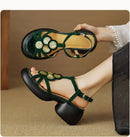 Women's Shoes 2025 New Summer Trend Comfortable Low-heeled Shoes Baotou Casual One-line Buckle Fashion Roman Sandales Femmes