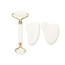 White Crystal Jade Roller Set Anti Wrinkles Face Lift Gua Sha Massager Facial Massage Tool Natural Stone Roller Kit Beauty Care