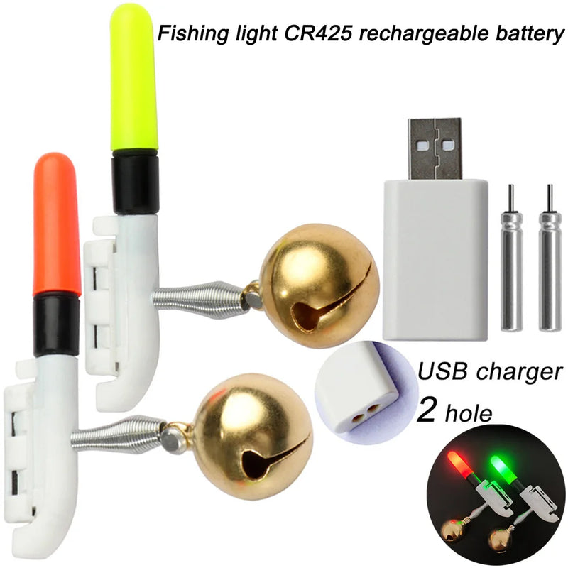 Rechargeable Fishing Light Stick Rod Bell Luminous Float LED CR425 3.6V Lithium Battery USB Charge Tackle Night Bright Lamp