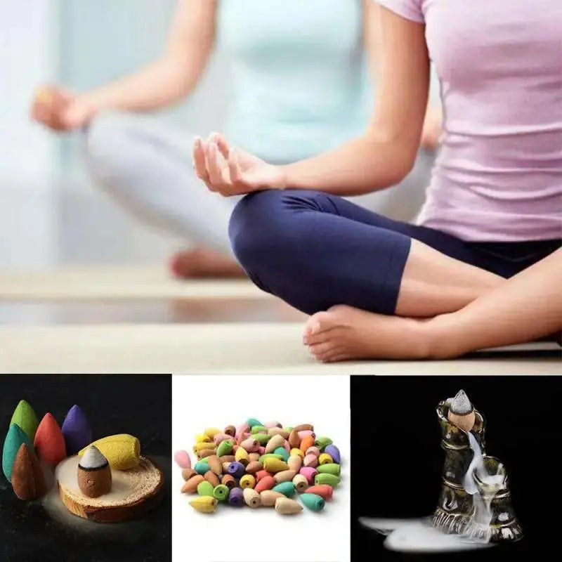 10~20PCS Mixed Natural Reflux Tower Incense Smoke Cone Sandalwood Air Purifying Freshener Tea Room Yoga Meditatio Supplies