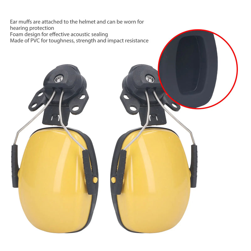 1 Pair Safety Helmet Ear Muff Noise Reduction Helmet Hard Hat Hearing Protection Earmuff for Construction Site