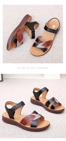 New genuine leather soft sole comfortable sandals with leaf logo Mom's shoes Women's sandals Office hiking Summer hot selling