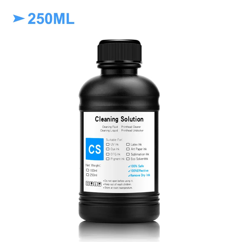 250ML UV Cleaning Liquid For Epson Roland Mimaki Ricoh Konica UV Modified Printer Cleaning Fluid UV Printhead Cleaning Solution