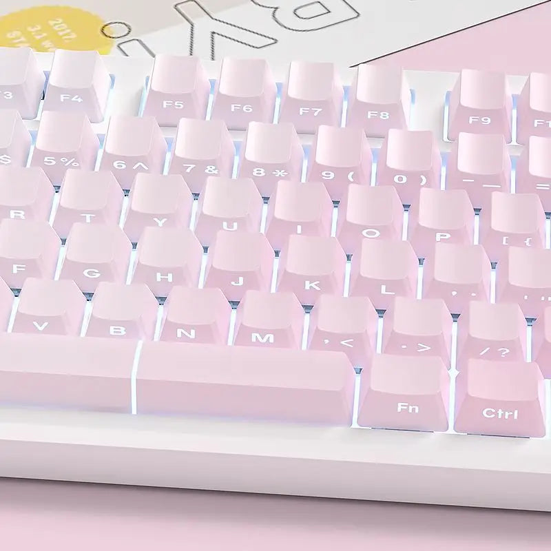 Side Printed RGB Backlit Keycaps Sakura Pink Double Shot PBT Keycaps Cherry Profile for Cherry MX Switches Mechanical Keyboard