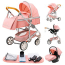 Kinderwagen 3 in 1, vierrädriger Kinderwagen, 2 in 1 Babyauto, leichte Kinderwagen, Multifunktionskinderwagen, Kinderwagen, Poussette