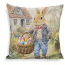 Happy Easter decoration pillow cover country farmhouse home room decoration Rabbit and egg pattern printing sofa cushion cover