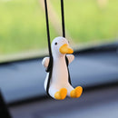 Gypsum Cool White Swing Duck with Sunglasses Automoblie Decor Car Rearview Mirror Ornaments Creative Duck Auto Decoration