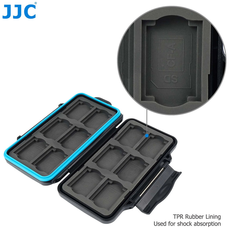 JJC 24-Slot CF Card Case with Carabiner SD Card Holder Waterproof Hard Shell Case for 12 SD SDHC SDXC + 12 CFexpress Type A Card