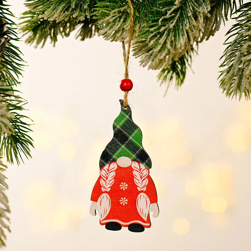 Christmas Wooden Pendant santa car pattern Xmas Tree Hanging Ornaments Christmas Decorations for Home Navidad Gift New Year 2023