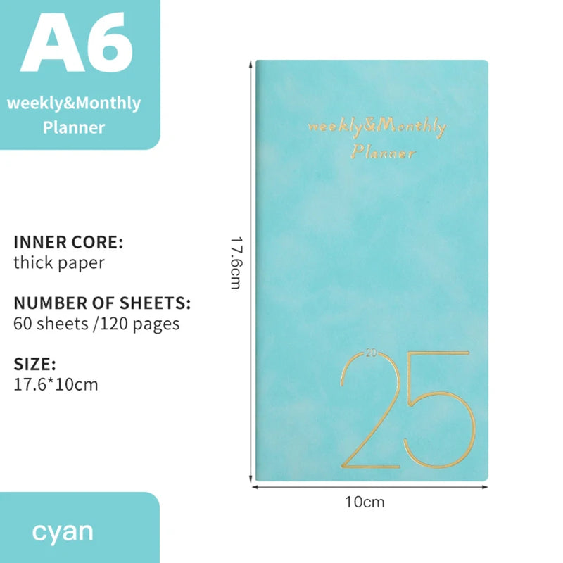 Notebook Agenda 2025 Planner Cuadernos To Do List Note Book Journal Libretas Diary A6 Stationery Weekly Planner 2025 Notebook