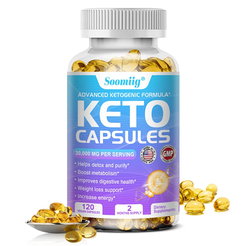 Keto Fat Burning Capsules - Promote metabolism - burn fat, enzyme detoxification, suppress appetite, enhance energy