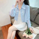Fashion Lapel Button Spliced Solid Color All-match Shirt Female Clothing Spring Summer New Casual Tops Office Lady Blouse