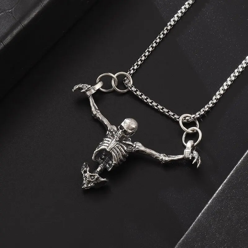 Trend Creative Prison Upper Body Skull Pendant Men and Women Necklace Gothic Rock Hip-Hop Funny Halloween Gift