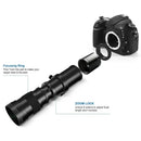 Lightdow manuelles Zoom Super-Teleobjektiv 420-800mm F8.3-16 mit 2X Telekonverter USA ES Übersee-Lagerlieferung