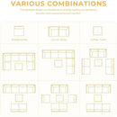 7pcs Wicker Patio Furniture Set, Boho Outdoor Conversation Set Sectional Sofa With Thick Cushions And Coffee Table