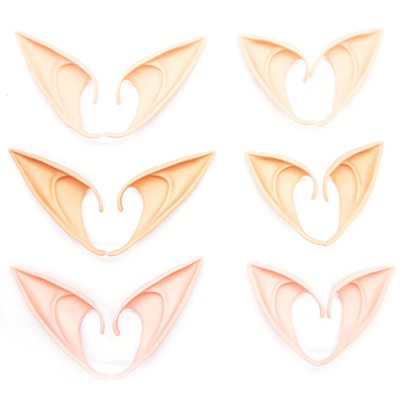 1Pair Elf Ears Latex High Simulation Soft Harmless False Angel Fairy Ear Party Props Halloween Christmas for Cosplay Accessories