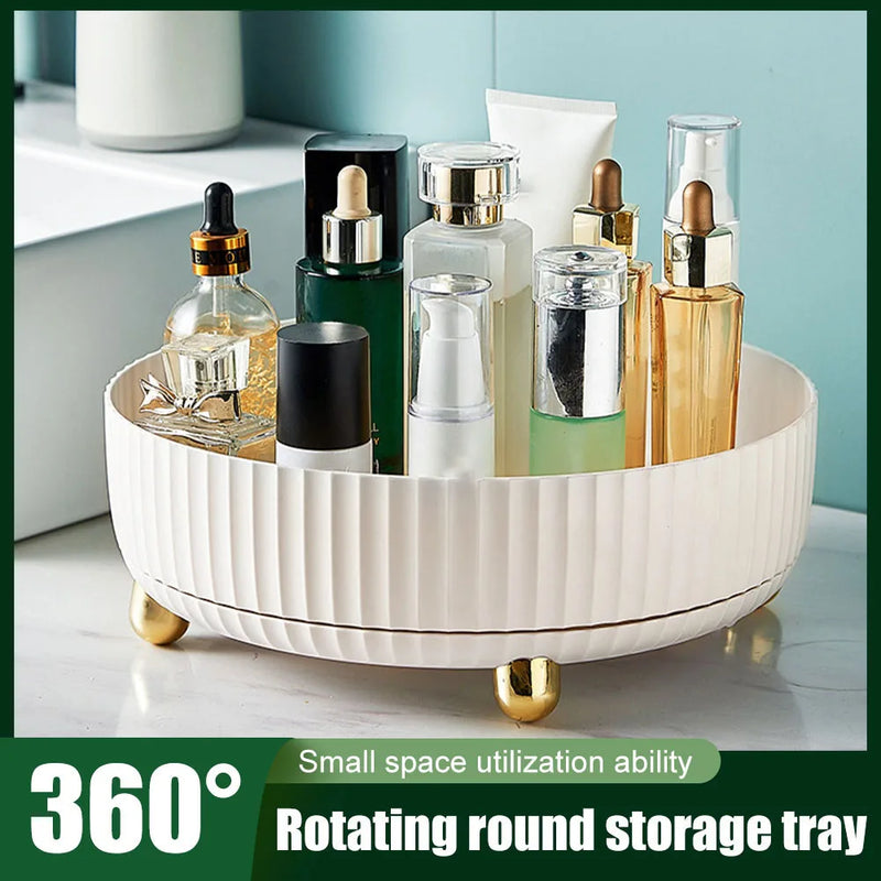 NEW 360 Rotating Tray Kitchen Storage Containers for Spice Jar Snack Food Tray Bathroom Storage Box Non Slip Cosmetics Organizer