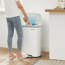 Poubelle de Cuisine 50L à Pédale, avec Seau Intérieur en Plastique, Couvercle, Fermeture Douce, Anti-odeur, Blanc