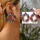 Colorful Series Shiny Rhinestone Big Stud Earrings For Women 2023 Trend Luxury Round Fashion Jewelry Girl Party Accessories Gift
