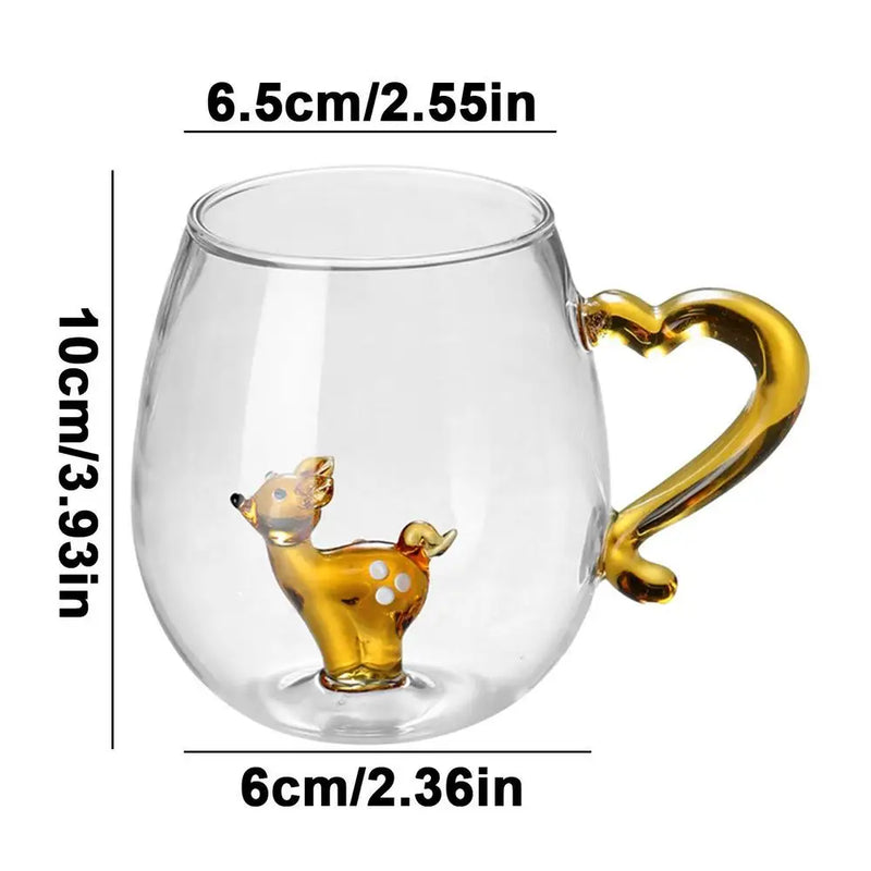 3d Animal Glass Cup 400ml Christmas Theme Animal Inside Glass Christmas Drinking Glasses Cartoon Animal Shape Glass Coffee Mug