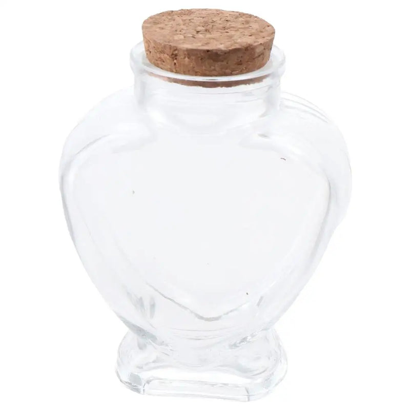 Small Heart-Shaped Bottle Clear with Cork Stoppers Empty Glass Jar Portable Bud Vases Jars