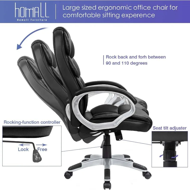 Homall Office Chair High Back Computer Desk Chair, PU Leather Adjustable Height Modern Executive Swivel Task Chair