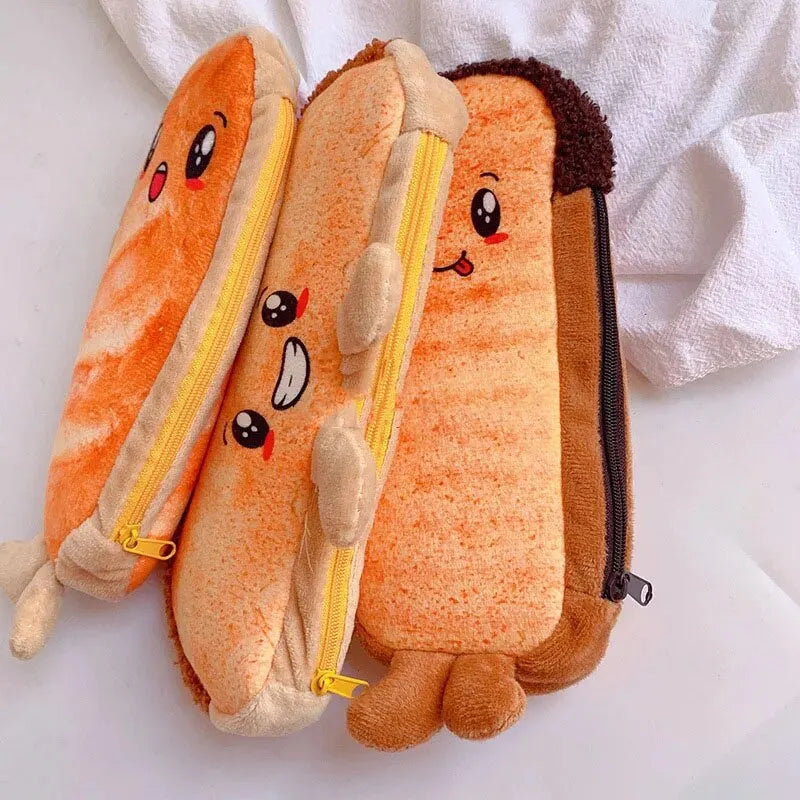 1pcs Creative Toast Bread Pencil Case Large Capacity Universal Student Pencil Case Pouch Children Stationery Gift Pencilcase