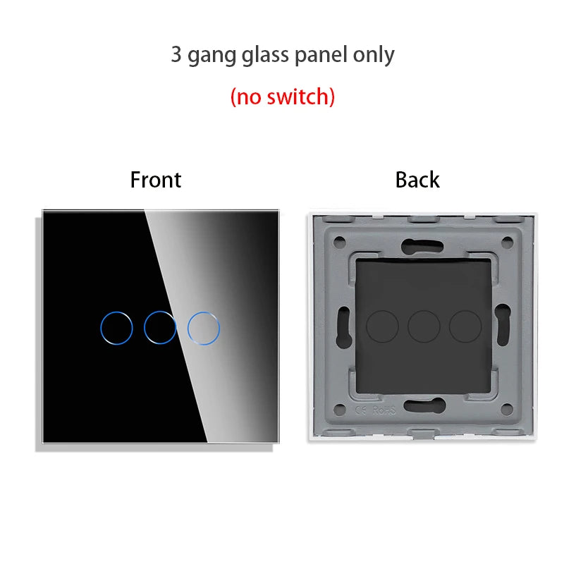 Bingoelec DIY 1/2/3/4 gang Wall Touch Switch Only Crystal Glass Panel 86mm Pearl White Black Golden Grey Glass Frame DIY-Parts